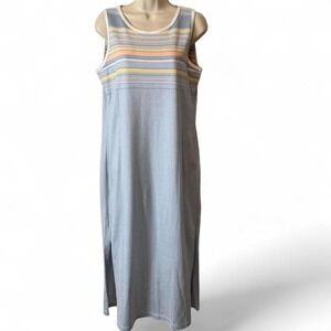 Vintage 90s Norton McNaughton Striped Sleeveless Maxi Dress, Women's Size PM